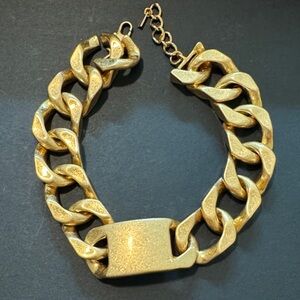 Gold-Tone Chunky Chain necklace with ID Plate-a bit heavy
